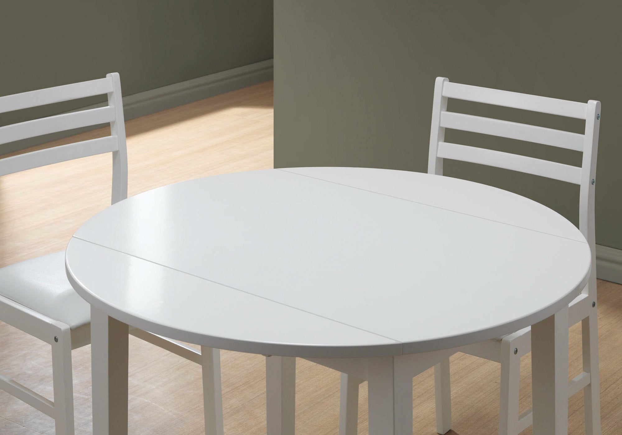 ENSEMBLE DE SALLE À MANGER - ENSEMBLE 3PCS / BLANC AVEC UNE RABAT DE 36"DIA 