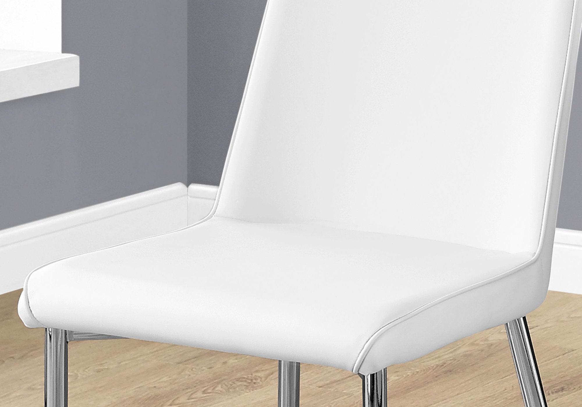CHAISE DE SALLE A MANGER - 2PCS / 37"H / SIMILI-CUIR BLANC / CHROME 