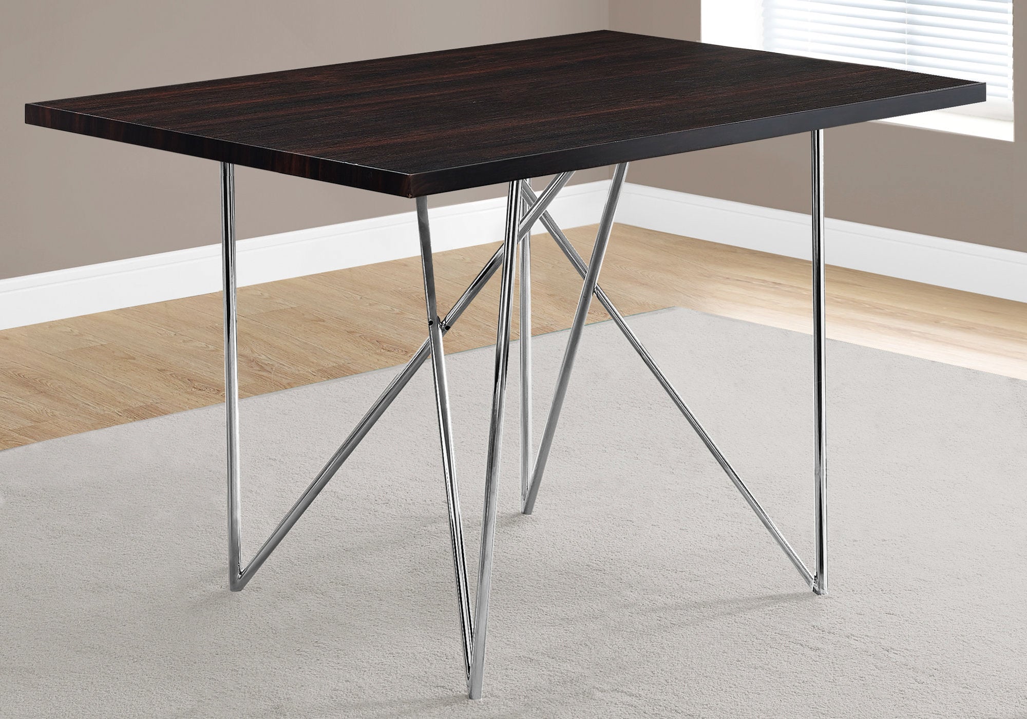 TABLE A MANGER - 32"X 48" / ESPRESSO / METAL CHROME