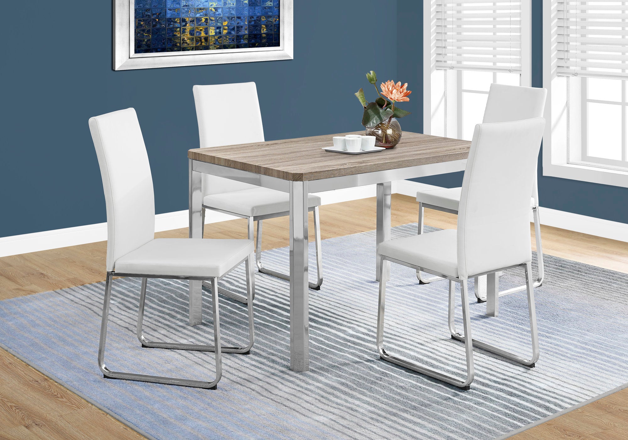 TABLE A MANGER - 32"X 48" / FONCE TAUPE / METAL CHROME 