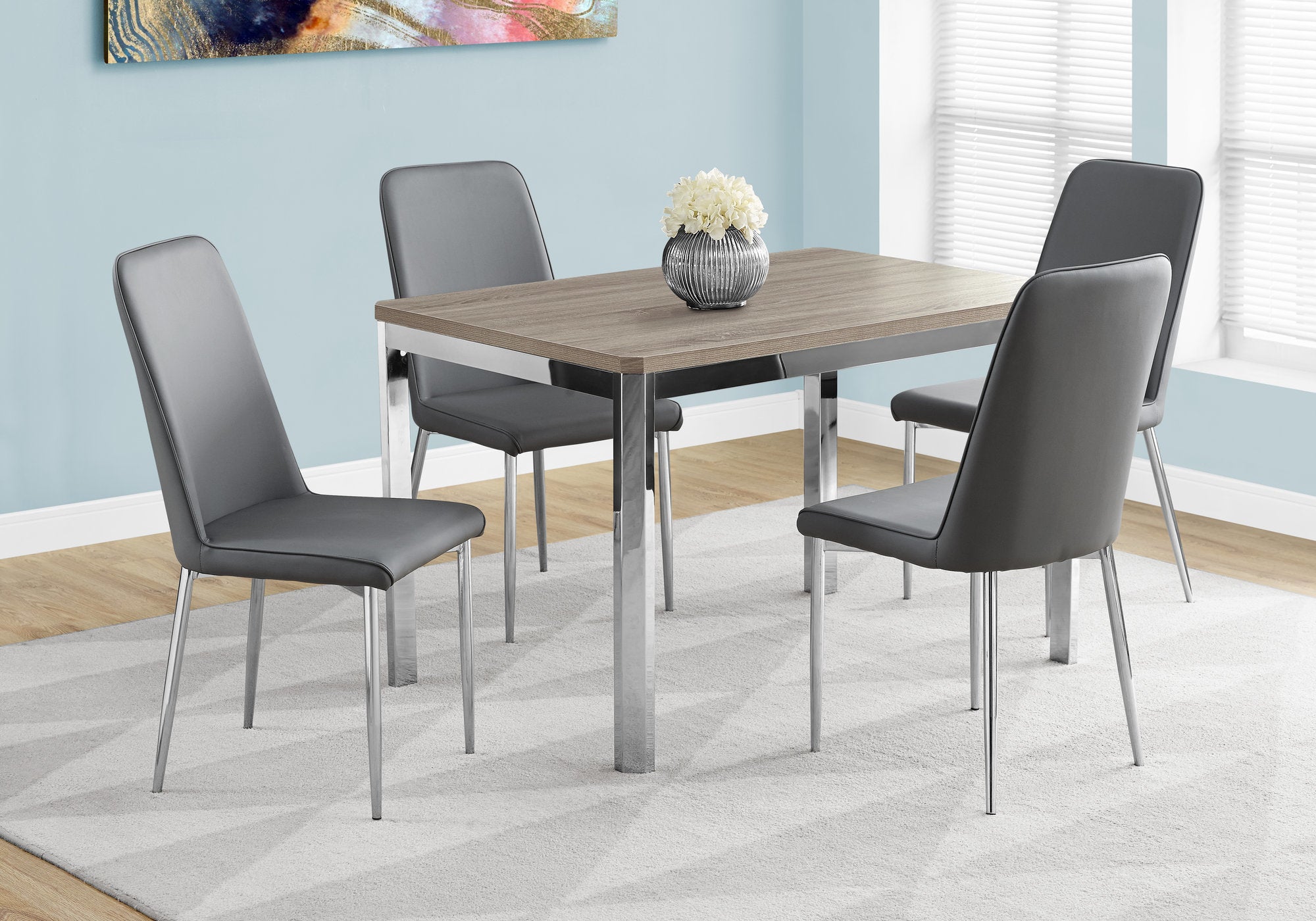 TABLE A MANGER - 32"X 48" / FONCE TAUPE / METAL CHROME 