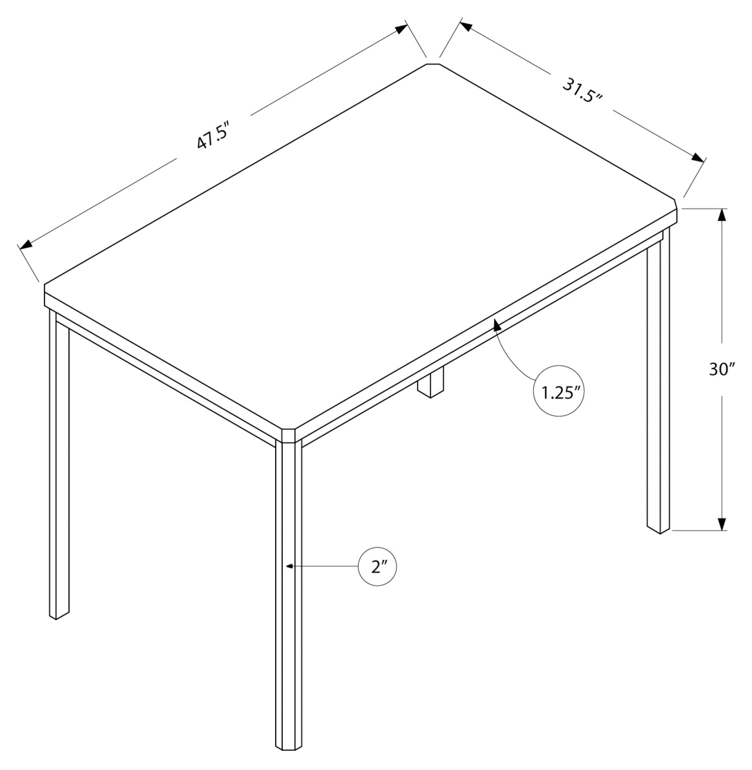 TABLE A MANGER - 32"X 48" / FONCE TAUPE / METAL CHROME 