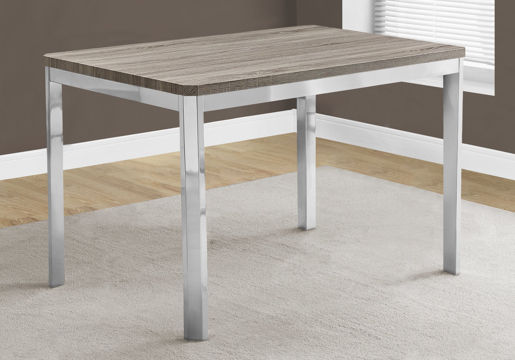 TABLE A MANGER - 32"X 48" / FONCE TAUPE / METAL CHROME 