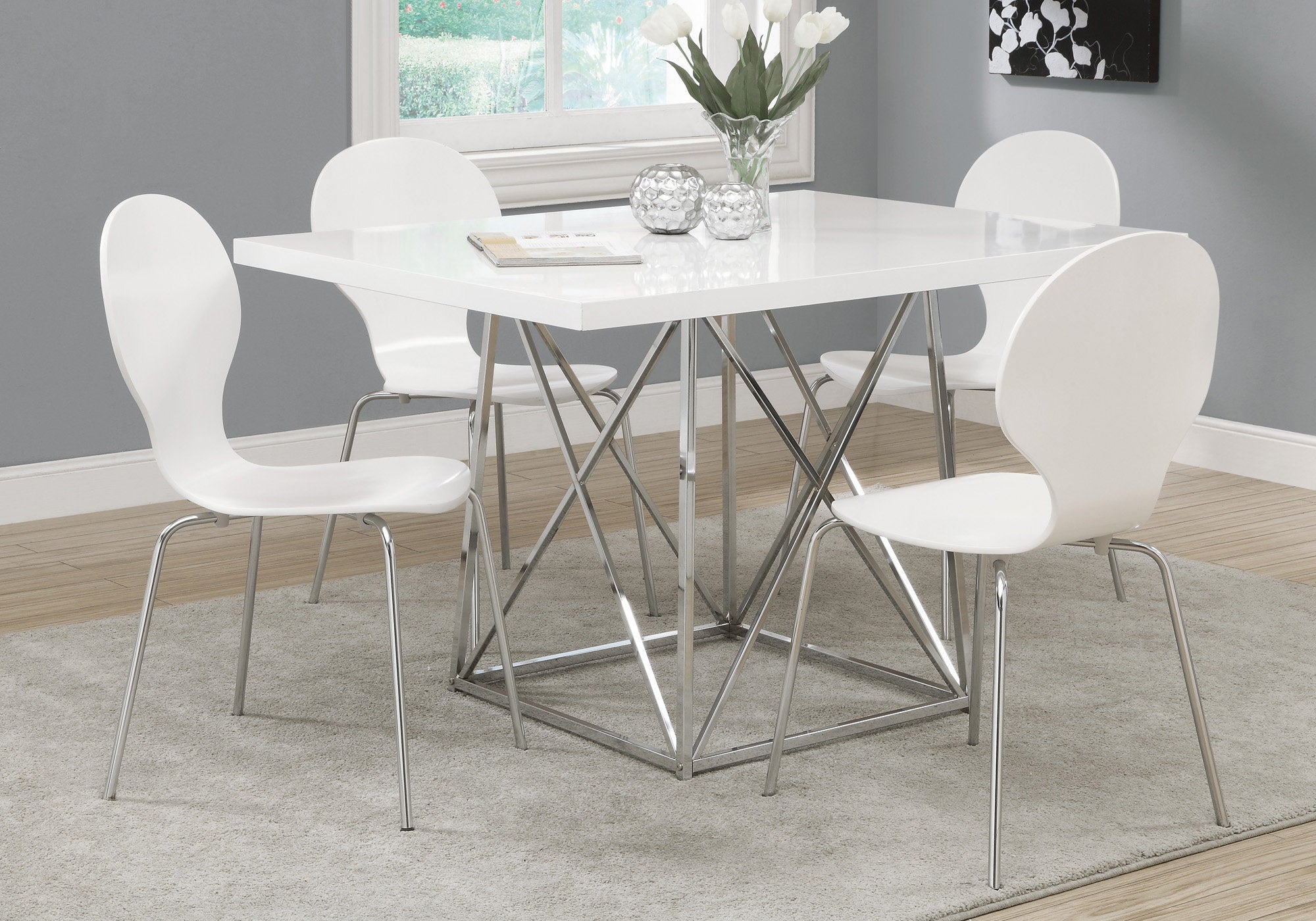 TABLE A MANGER - 36"X 48" / BLANC BRILLANT / METAL CHROME
