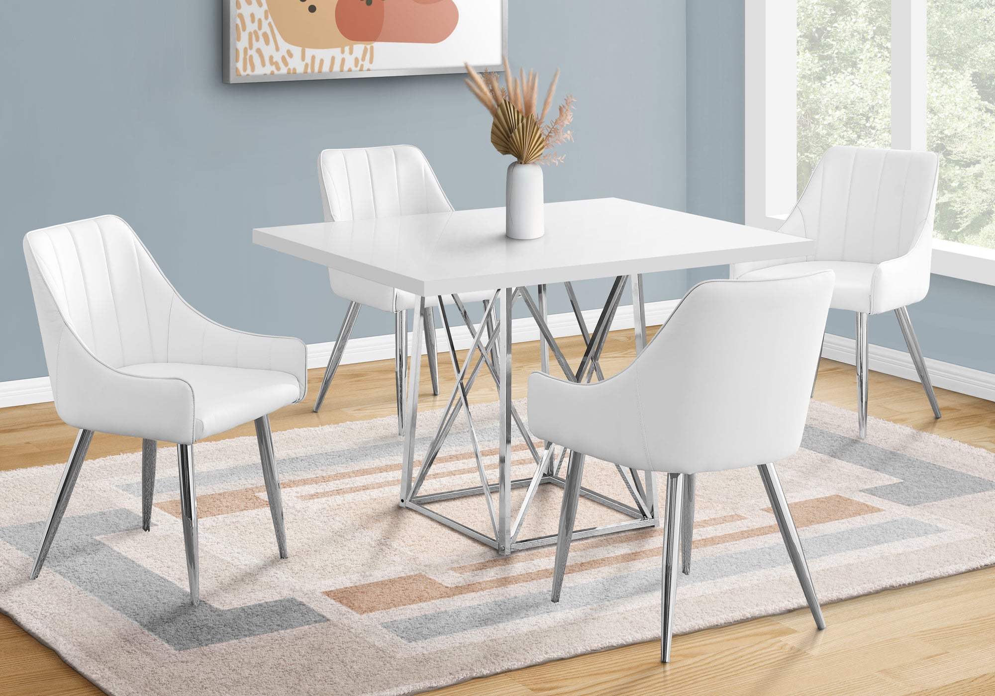 TABLE A MANGER - 36"X 48" / BLANC BRILLANT / METAL CHROME
