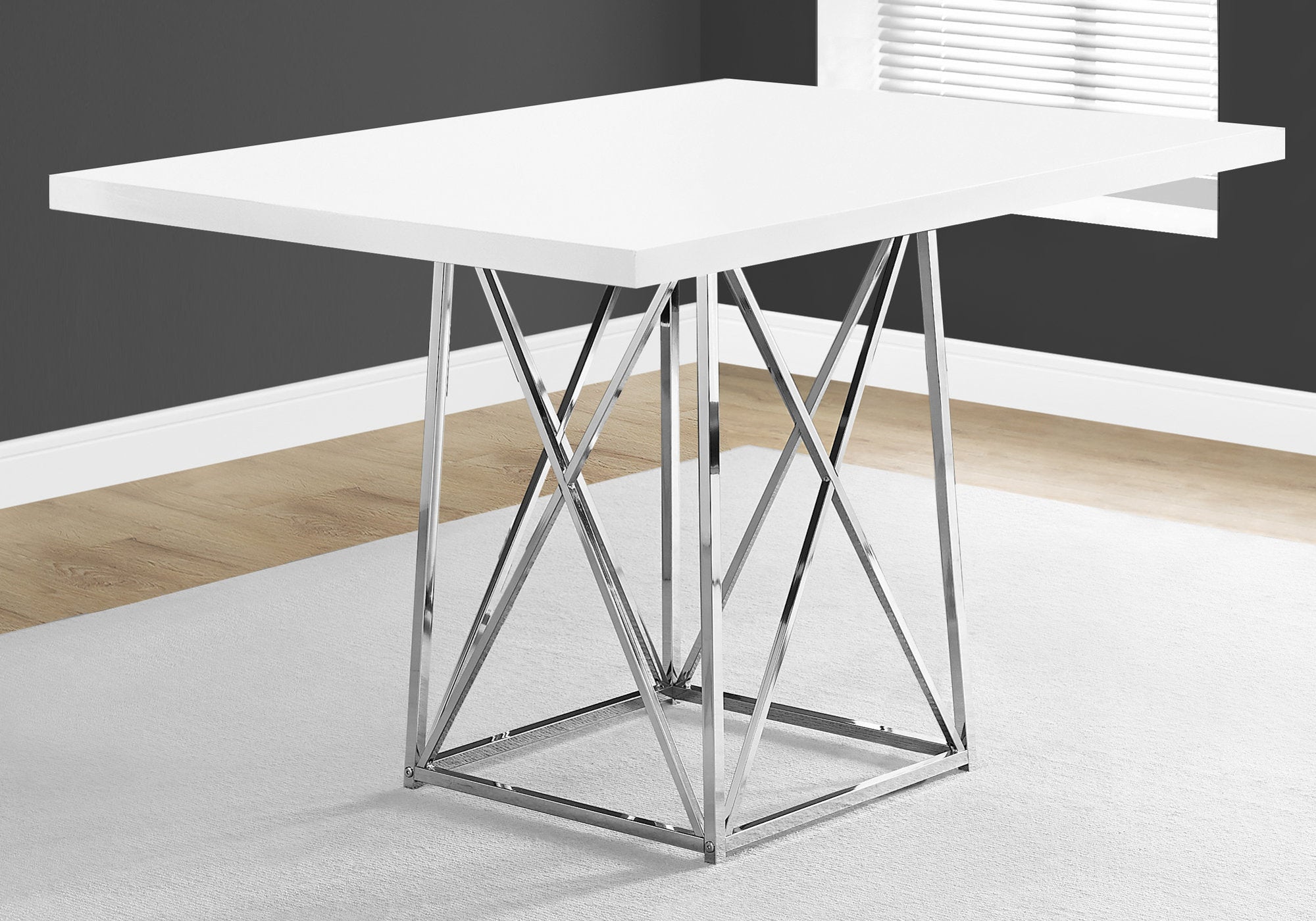 TABLE A MANGER - 36"X 48" / BLANC BRILLANT / METAL CHROME