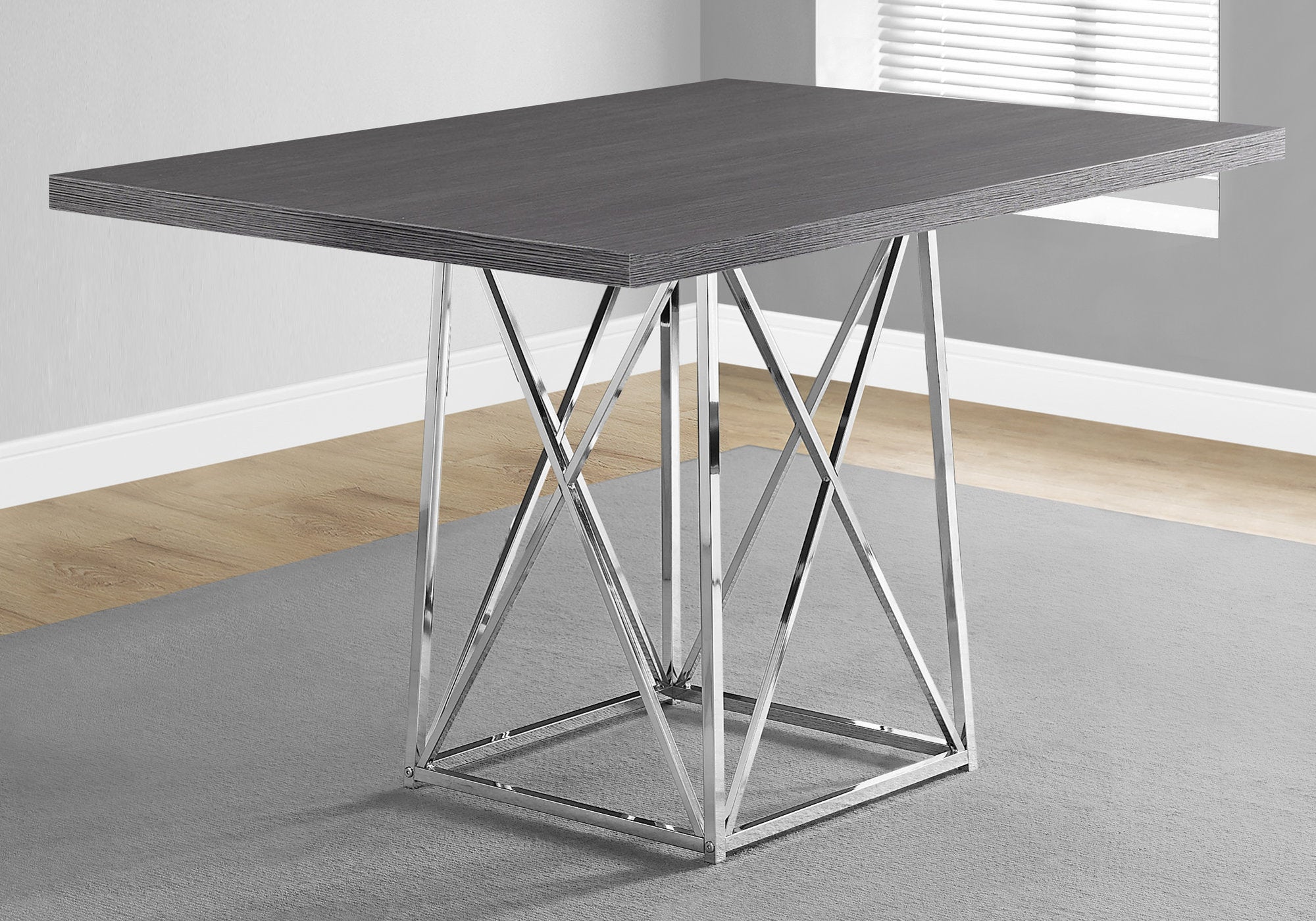 TABLE A MANGER - 36"X 48" / GRIS / METAL CHROME 