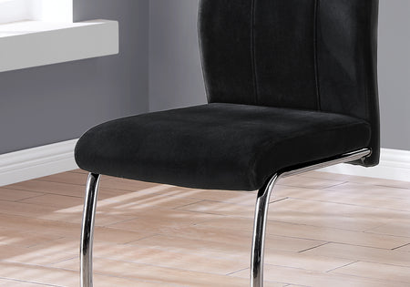 CHAISE DE SALLE A MANGER - 2PCS / 39"H / VELOURS NOIR / CHROME