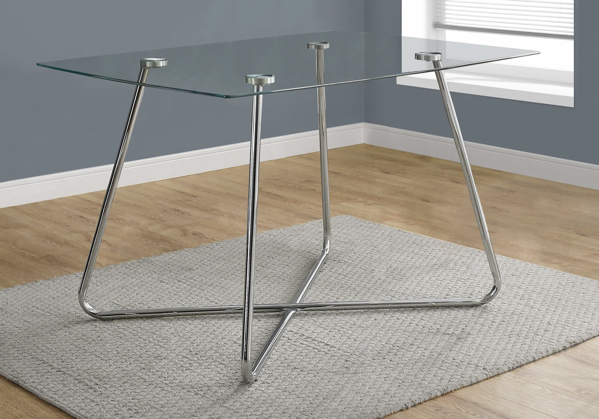 TABLE A MANGER - 36"X 48" / CHROME AVEC VERRE TREMPE 8MM 