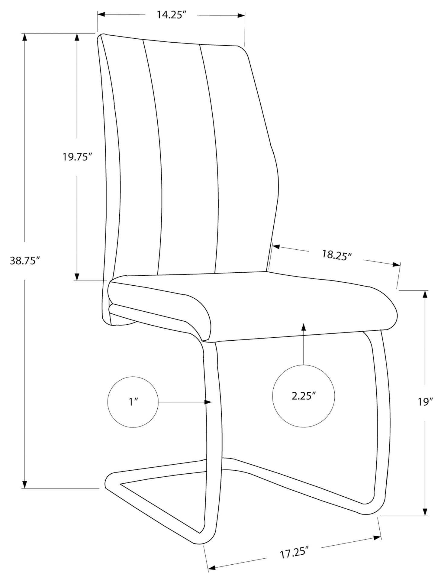CHAISE DE SALLE À MANGER - 2PCS / 39"H / SIMILI-CUIR BLANC / CHROME 