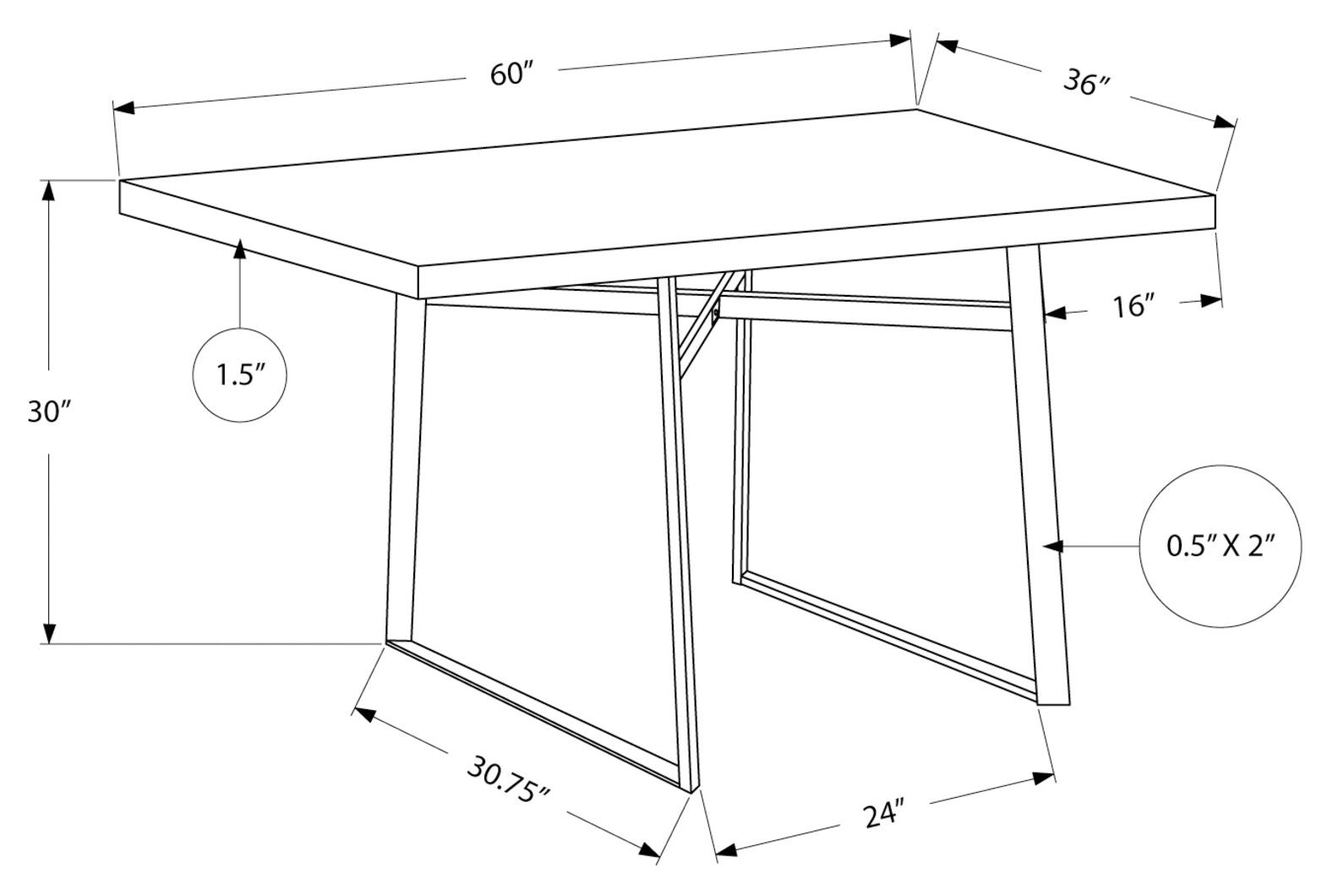 TABLE A MANGER - 36"X 60" / ESPRESSO / METAL NOIR 