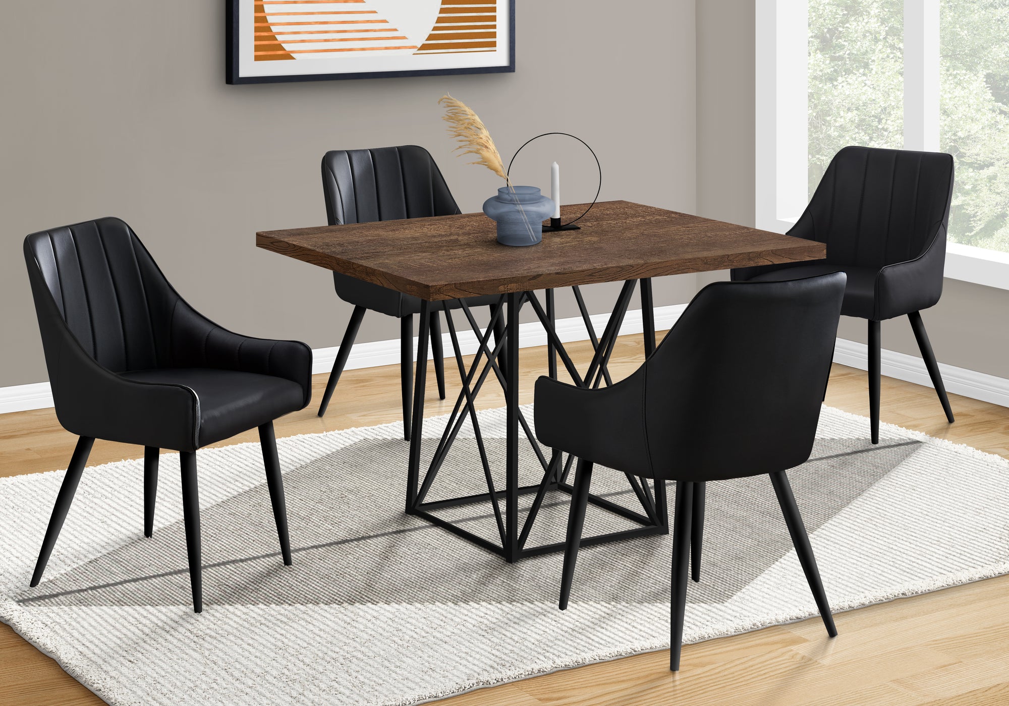 TABLE A MANGER - 36"X 48" / ASPECT BOIS BRUN/NOIR 