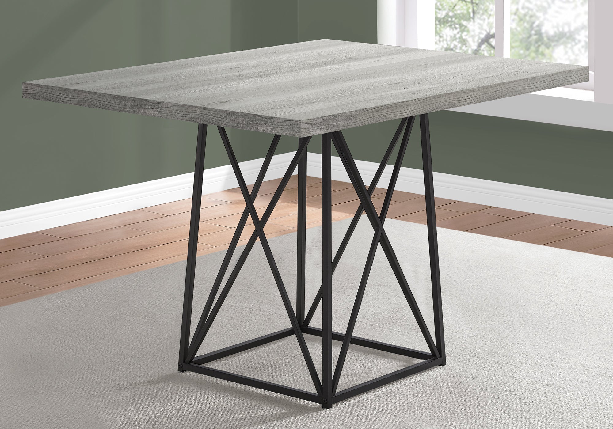 TABLE A MANGER - 36"X 48" / ASPECT BOIS GRIS/ NOIR