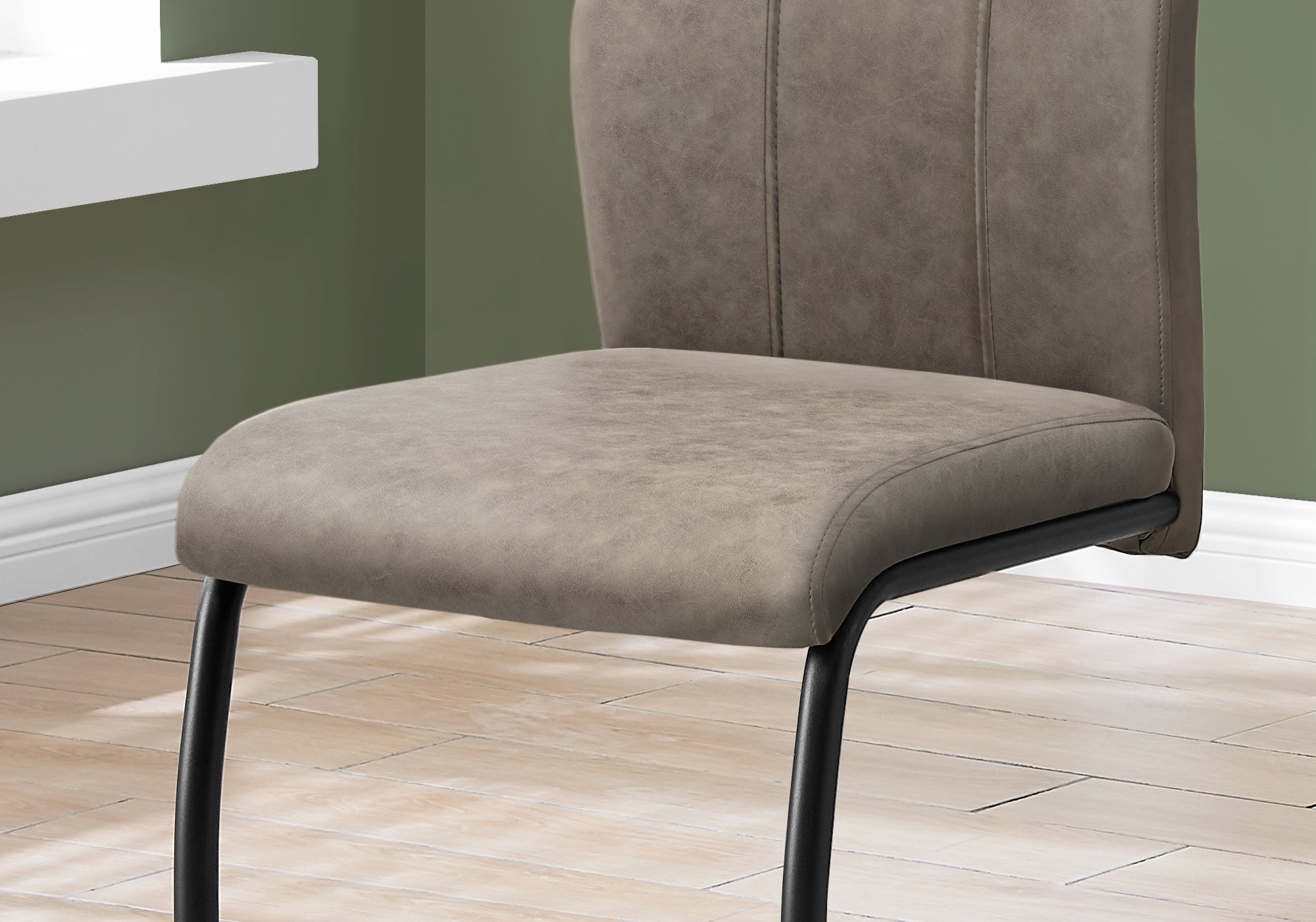CHAISE DE SALLE A MANGER - 2PCS / 39"H / TISSU TAUPE / METAL NOIR