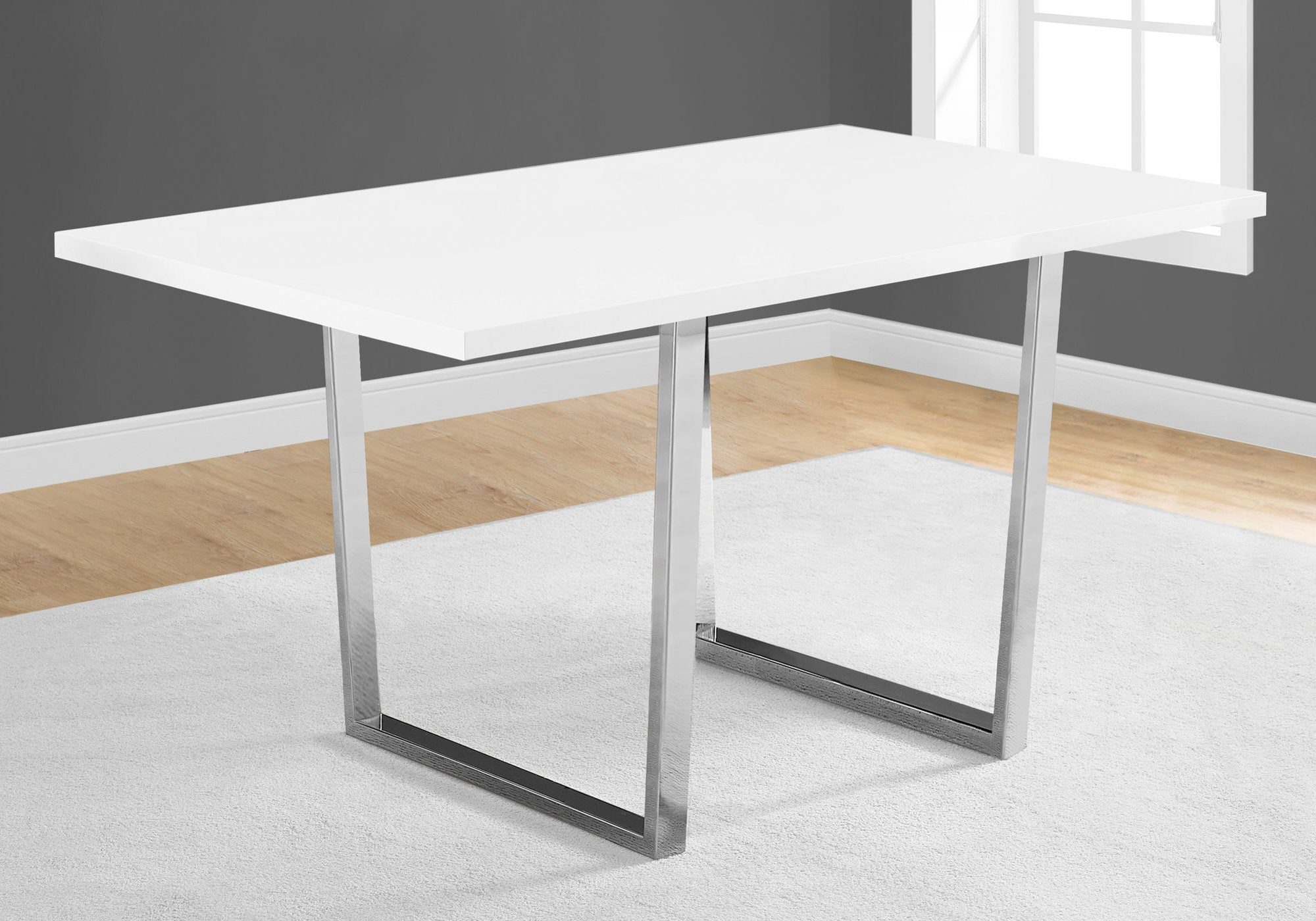 TABLE A MANGER - 36"X 60" / BLANC BRILLANT / METAL CHROME