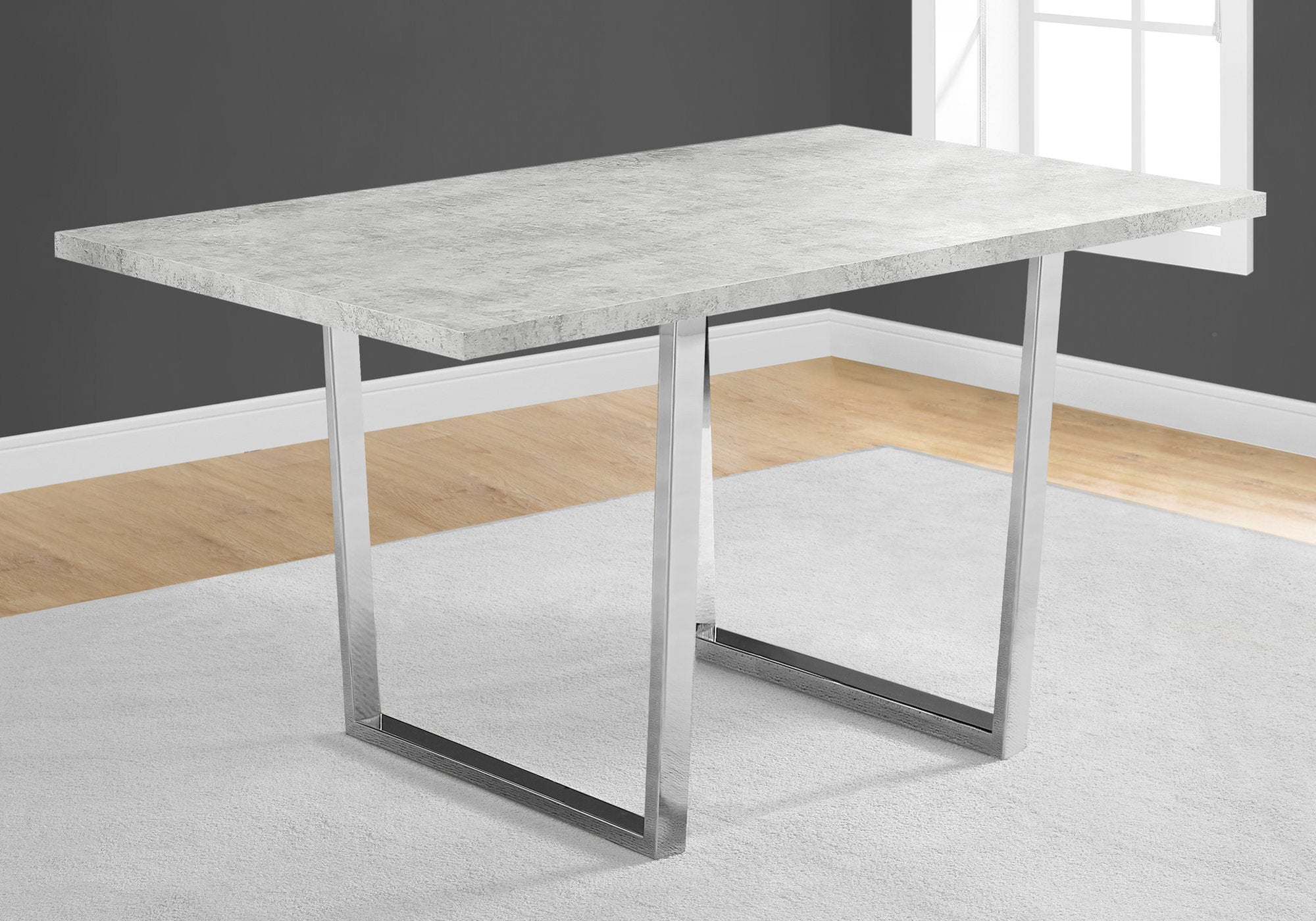 TABLE A MANGER - 36"X 60" / CIMENT GRIS / METAL CHROME