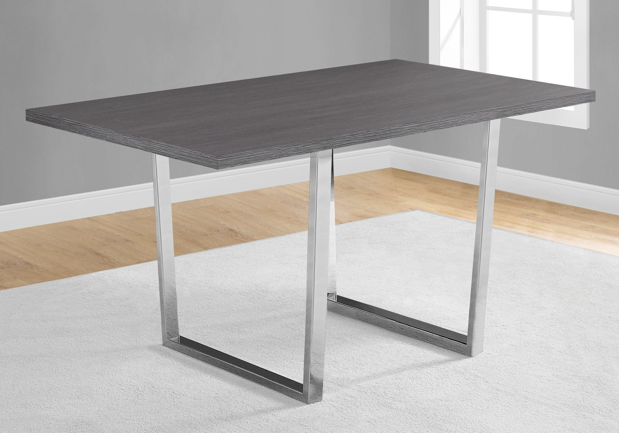 TABLE A MANGER - 36"X 60" / GRIS / METAL CHROME 