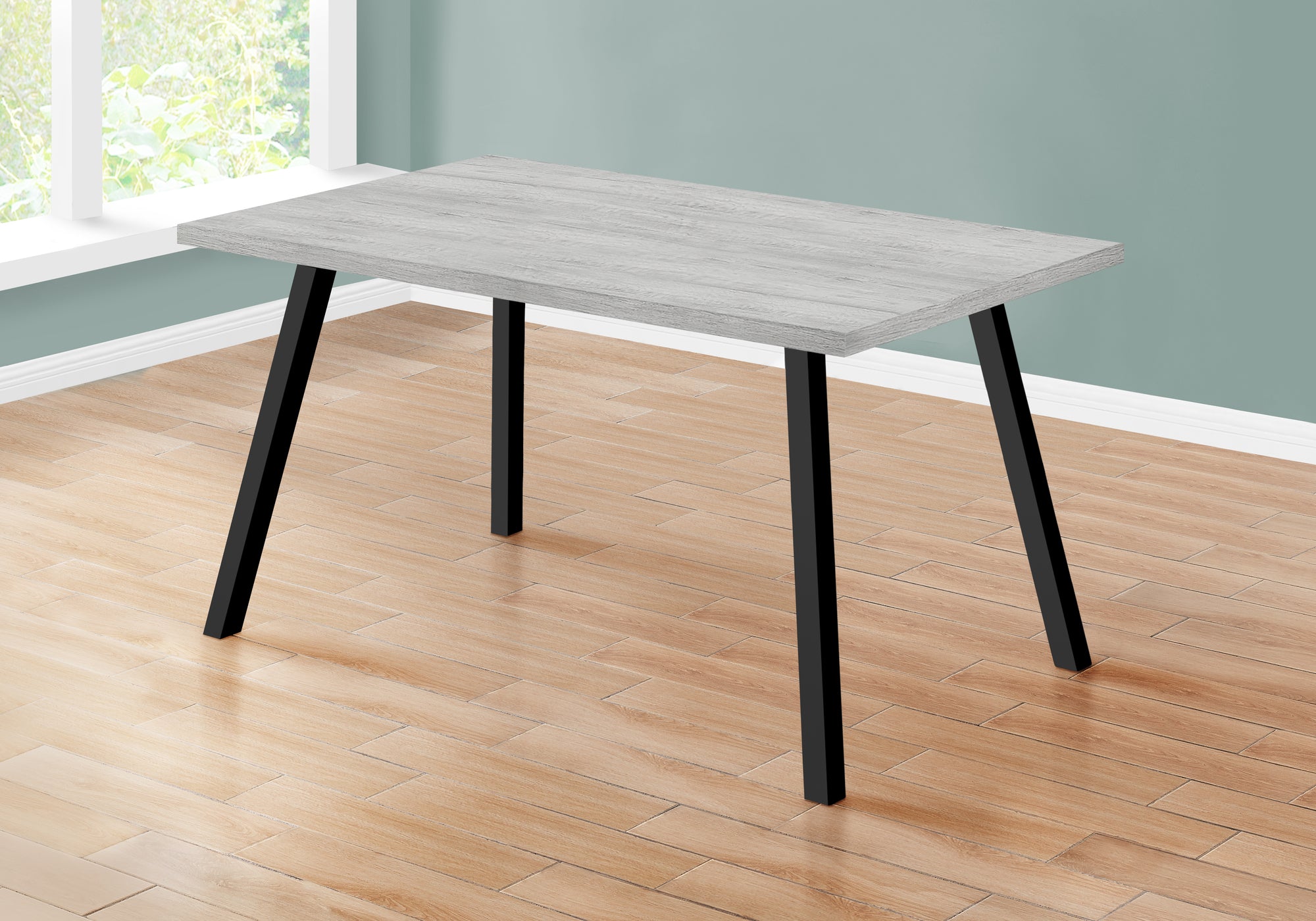 TABLE A MANGER - 36"X 60" / GRIS / METAL NOIR 