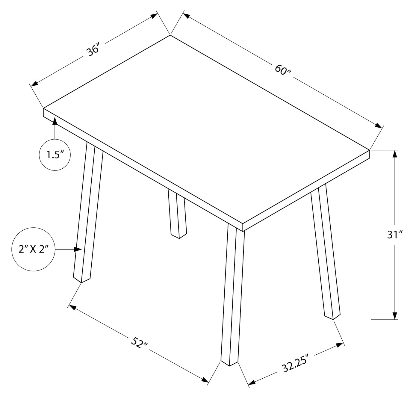 TABLE A MANGER - 36"X 60" / ESPRESSO / METAL NOIR 