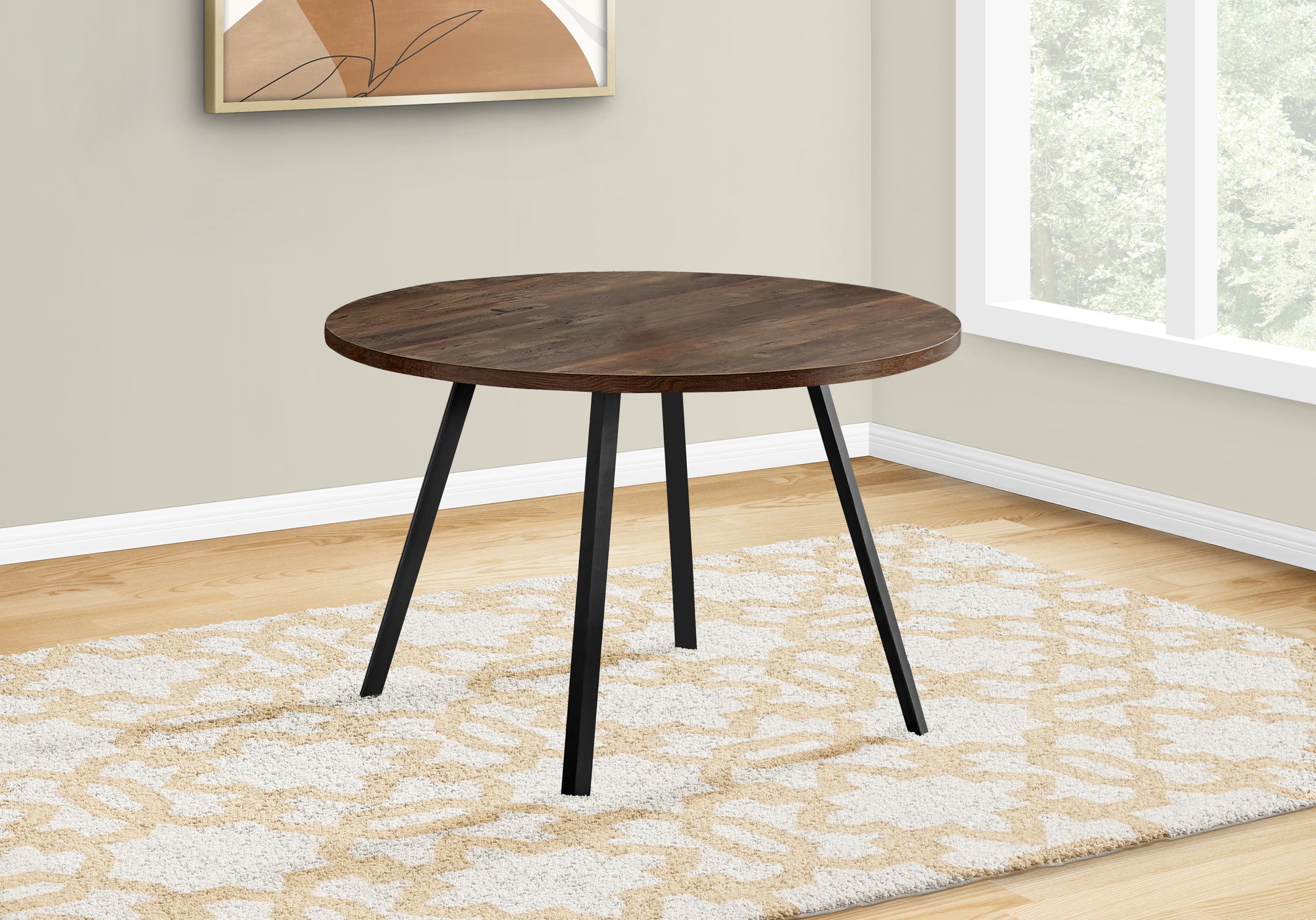 TABLE À MANGER - 48"DIA/ BOIS DE RÉCUPÉRATION BRUN / MÉTAL NOIR 