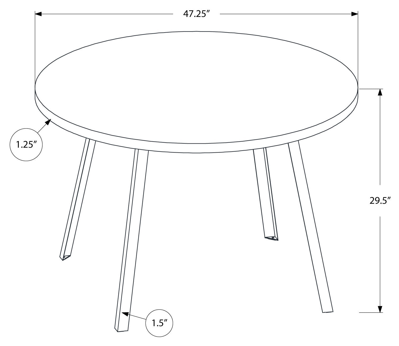 TABLE À MANGER - 48"DIA/ BOIS RÉCUPÉRÉ NOIR / MÉTAL NOIR 