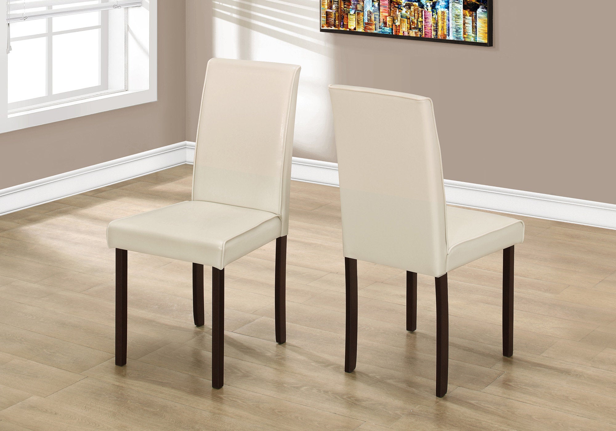 CHAISE DE SALLE À MANGER - 2PCS / 36"H SIMILI-CUIR IVOIRE 