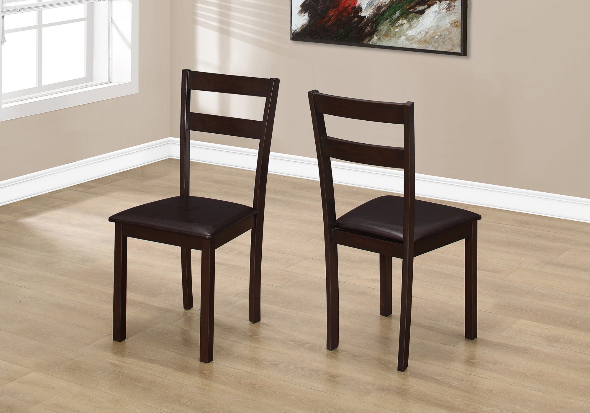 CHAISE DE SALLE À MANGER - 2PCS / 35"H ESPRESSO / SIÈGE BRUN FONCÉ 