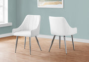 CHAISE DE SALLE A MANGER - 2PCS / 33"H / SIMILI-CUIR BLANC / CHROME 