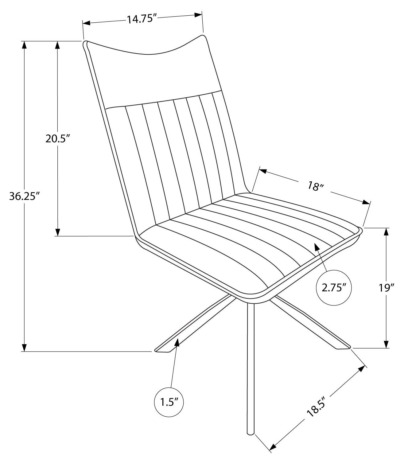 CHAISE DE SALLE A MANGER - 2PCS / 36"H / SIMILI-CUIR BLANC / CHROME 