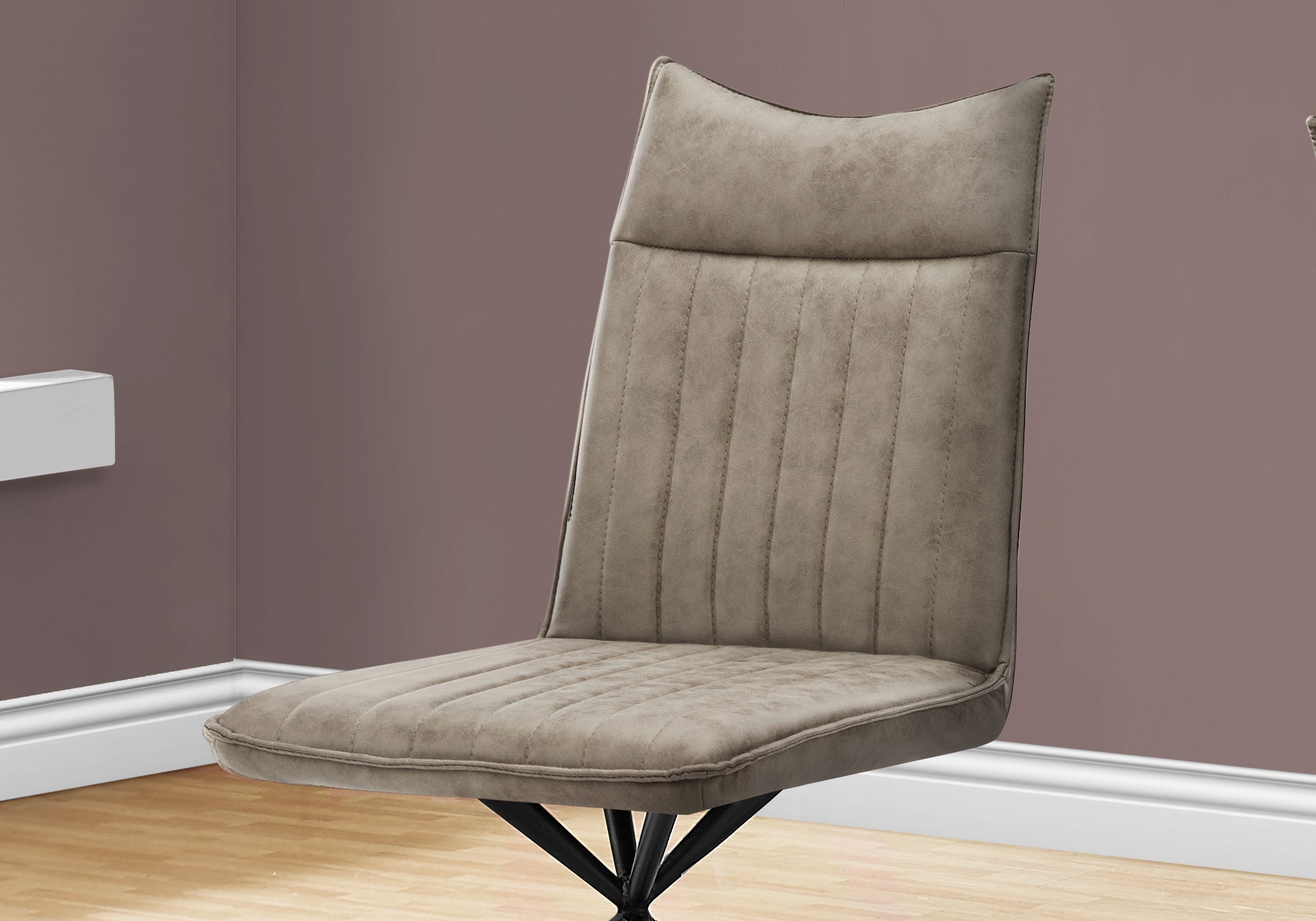 CHAISE DE SALLE A MANGER - 2PCS / 36"H / TISSU TAUPE / METAL NOIR 