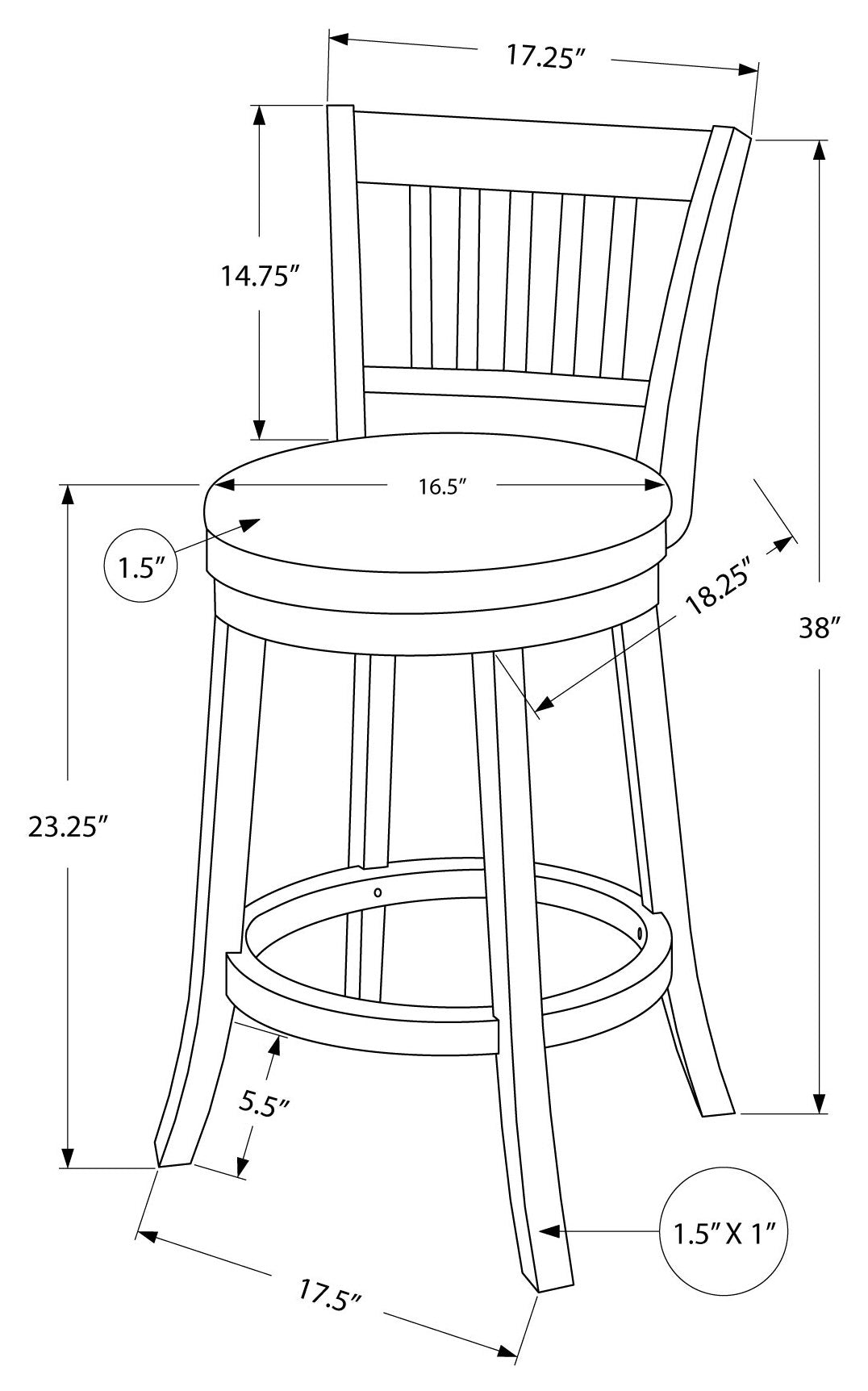 TABOURET DE BAR - 2PCS / 39"H / ESPRESSO / HAUTEUR COMPTOIR PIVOTANT