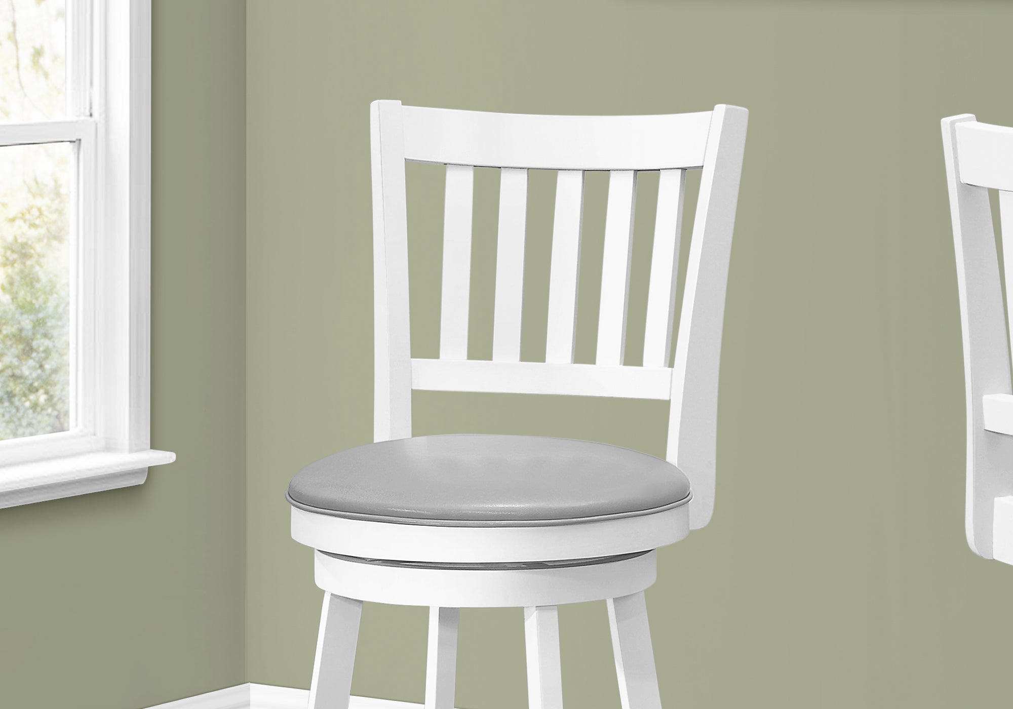 TABOURET DE BAR - 2PCS / 44"H / BLANC / HAUTEUR DE BARRE PIVOTANTE