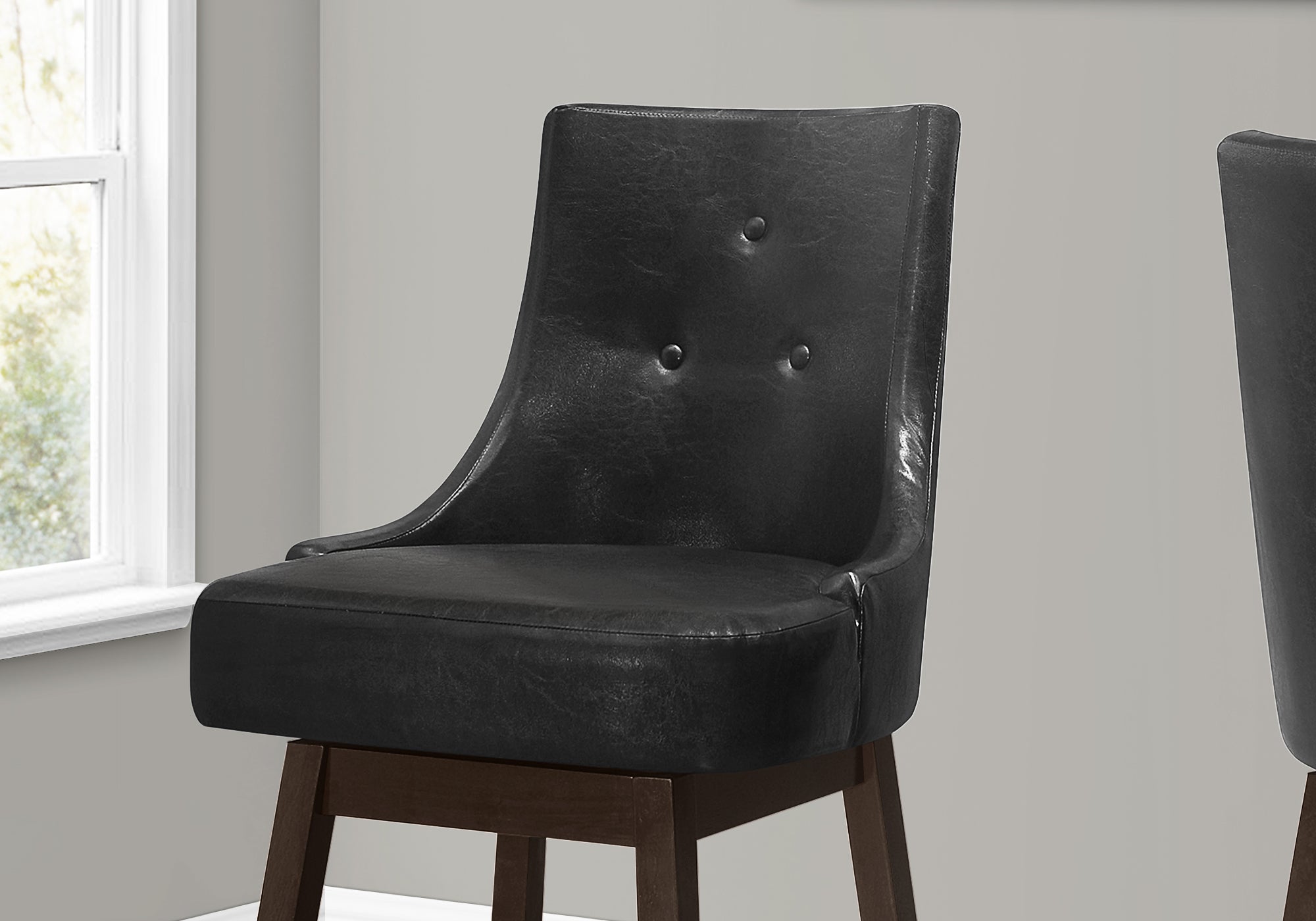 TABOURET DE BAR - 2PCS / 46"H / SIMILI-CUIR NOIR / PIVOTANT