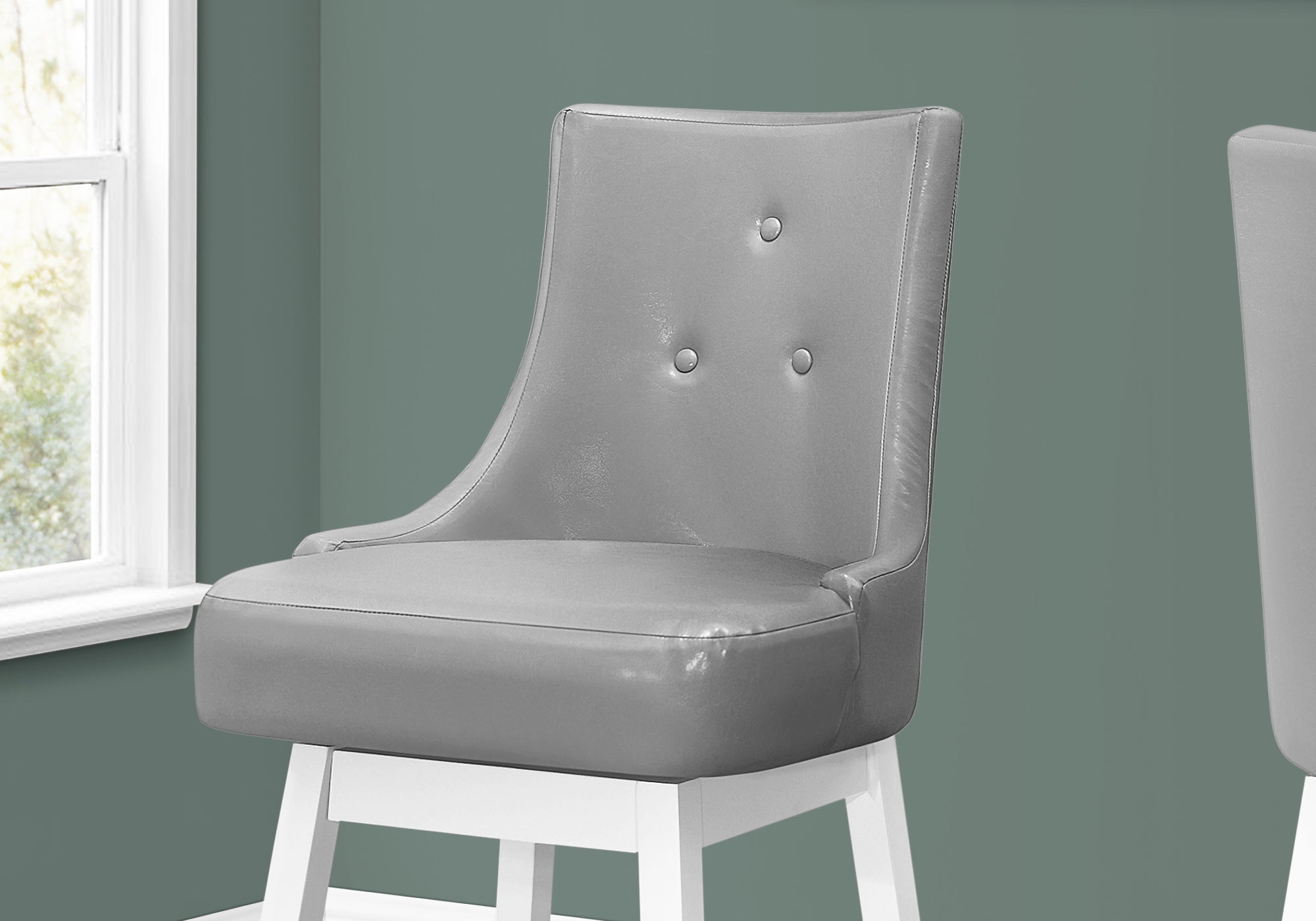 TABOURET DE BAR - 2PCS / 46"H / SIMILI-CUIR GRIS / PIVOTANT