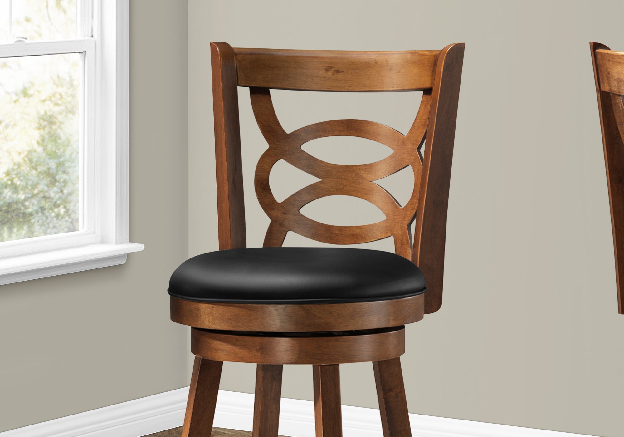 TABOURET DE BAR - 2PCS / 42"H / PIVOTANT / HAUTEUR DE BAR EN CHÊNE FONCÉ