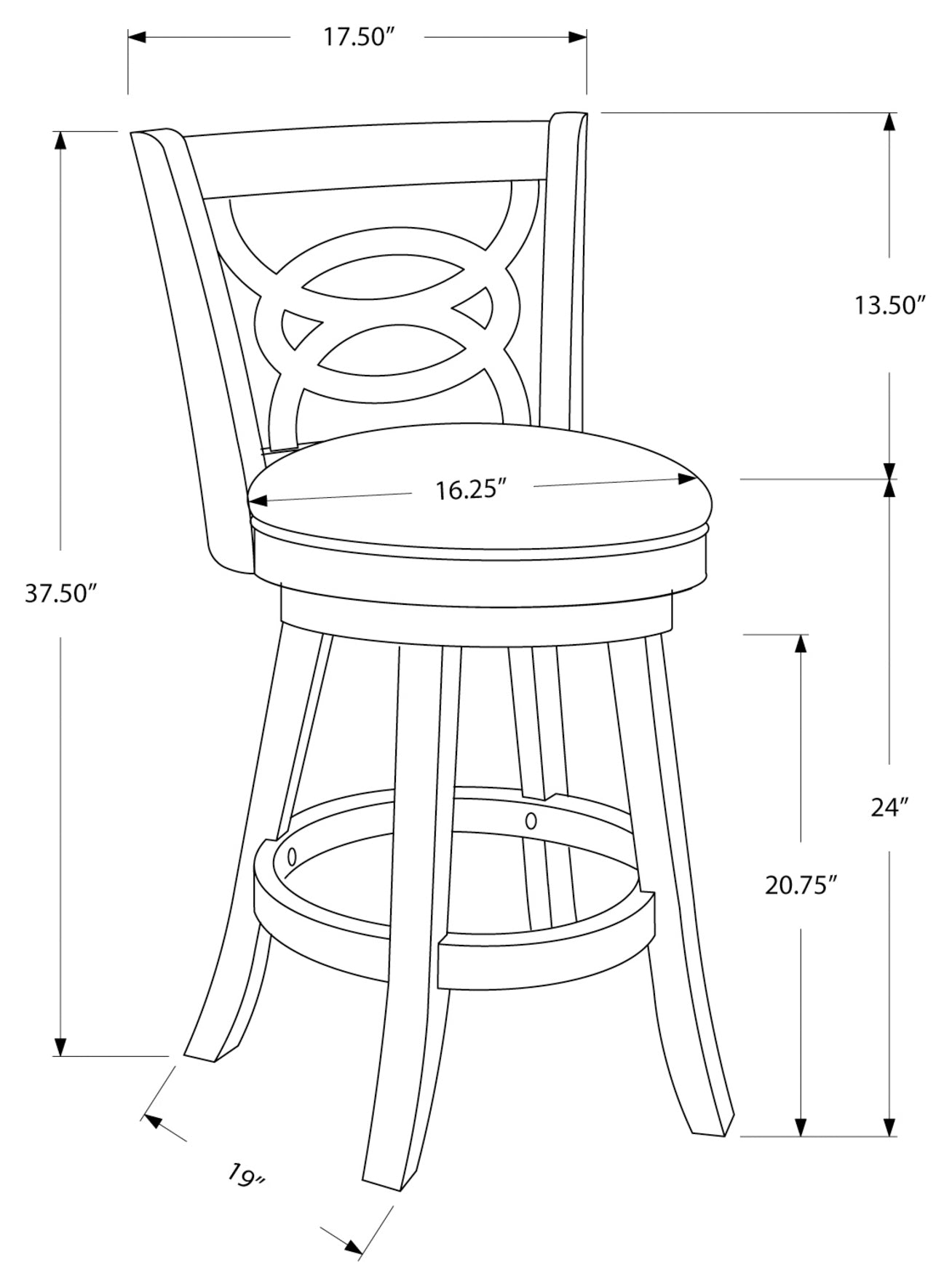 TABOURET - 2PCS / 39"H / PIVOTANT / HAUTEUR COMPTOIR CHENE