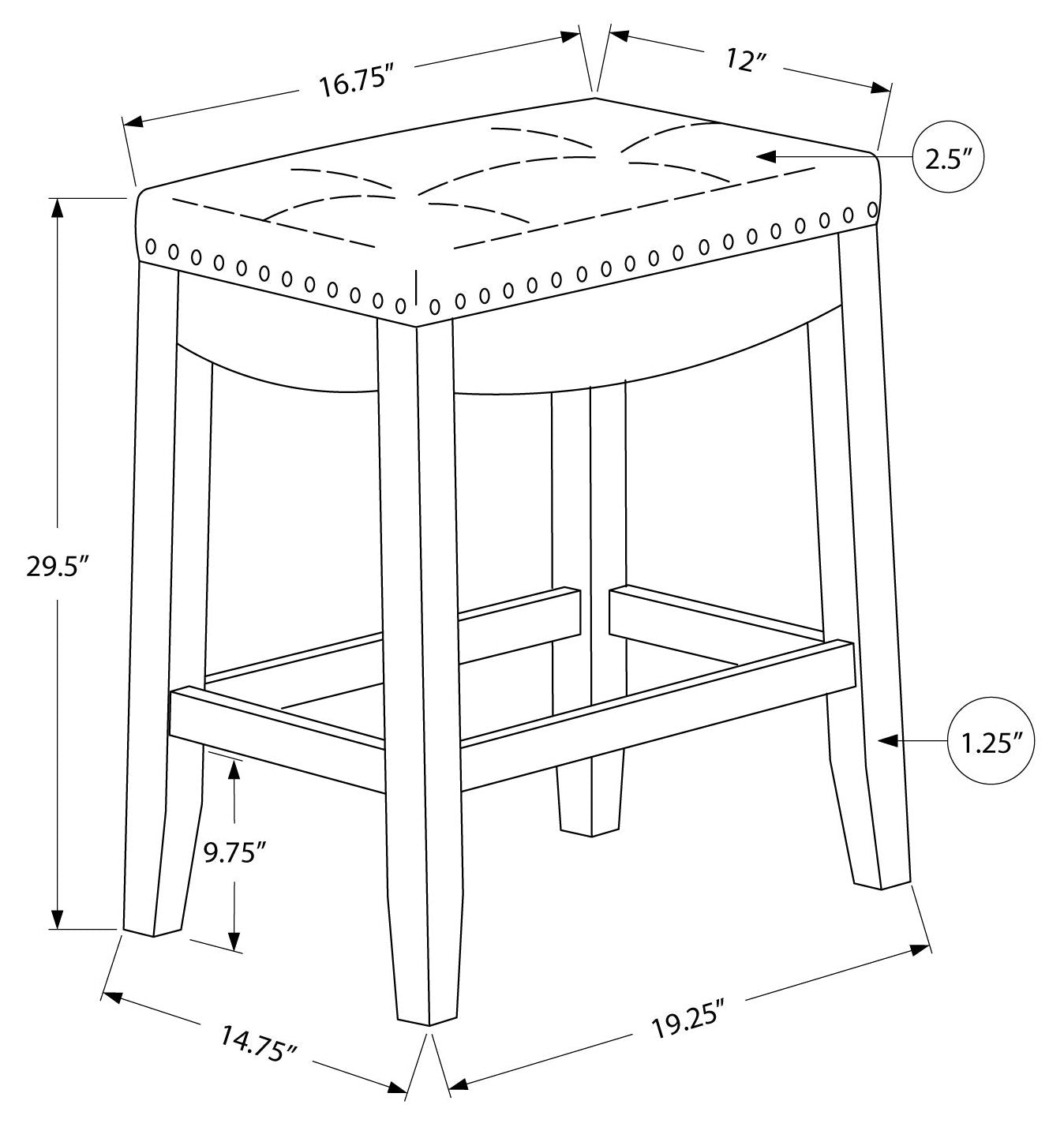 TABOURET DE BAR - 2PCS / 29"H / SIMILI-CUIR NOIR / ESPRESSO
