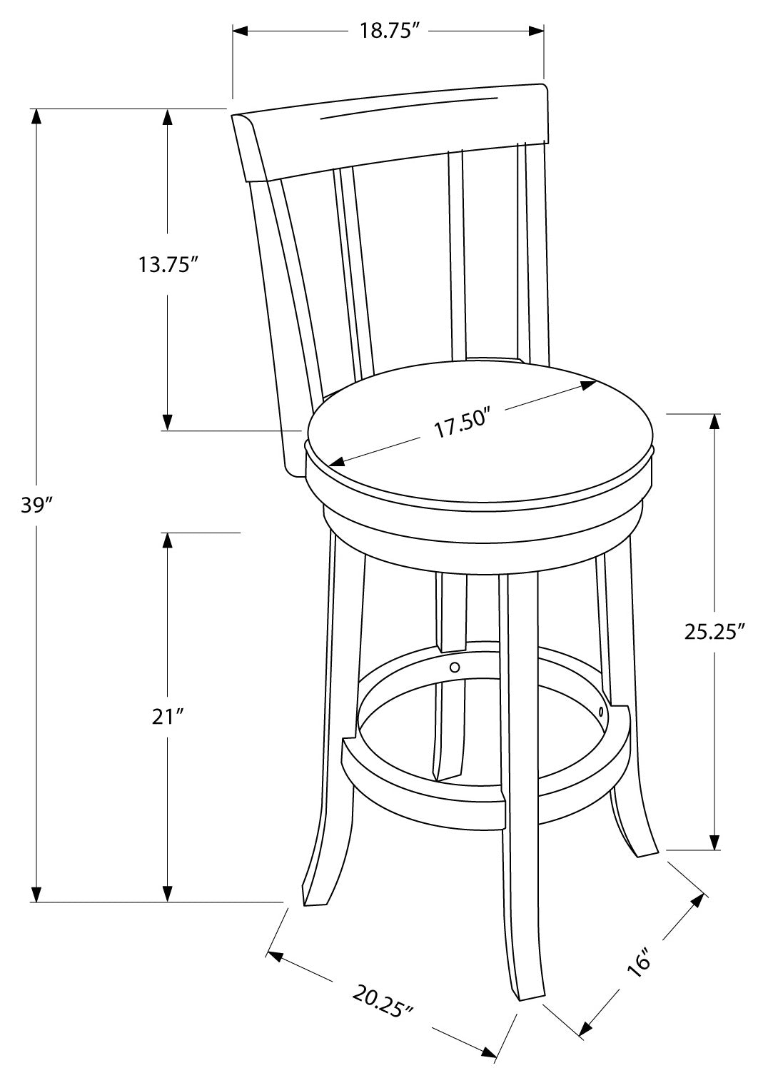 TABOURET DE BAR - 2PCS / 39"H / PIVOTANT / COMPTOIR ESPRESSO HGT
