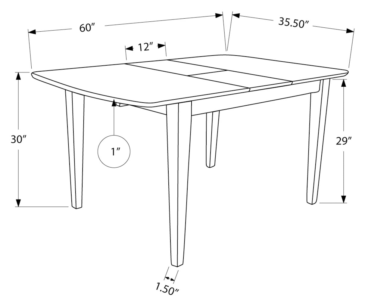 TABLE À MANGER - 36"X 48" X 60" / ESPRESSO AVEC UNE RABAT
