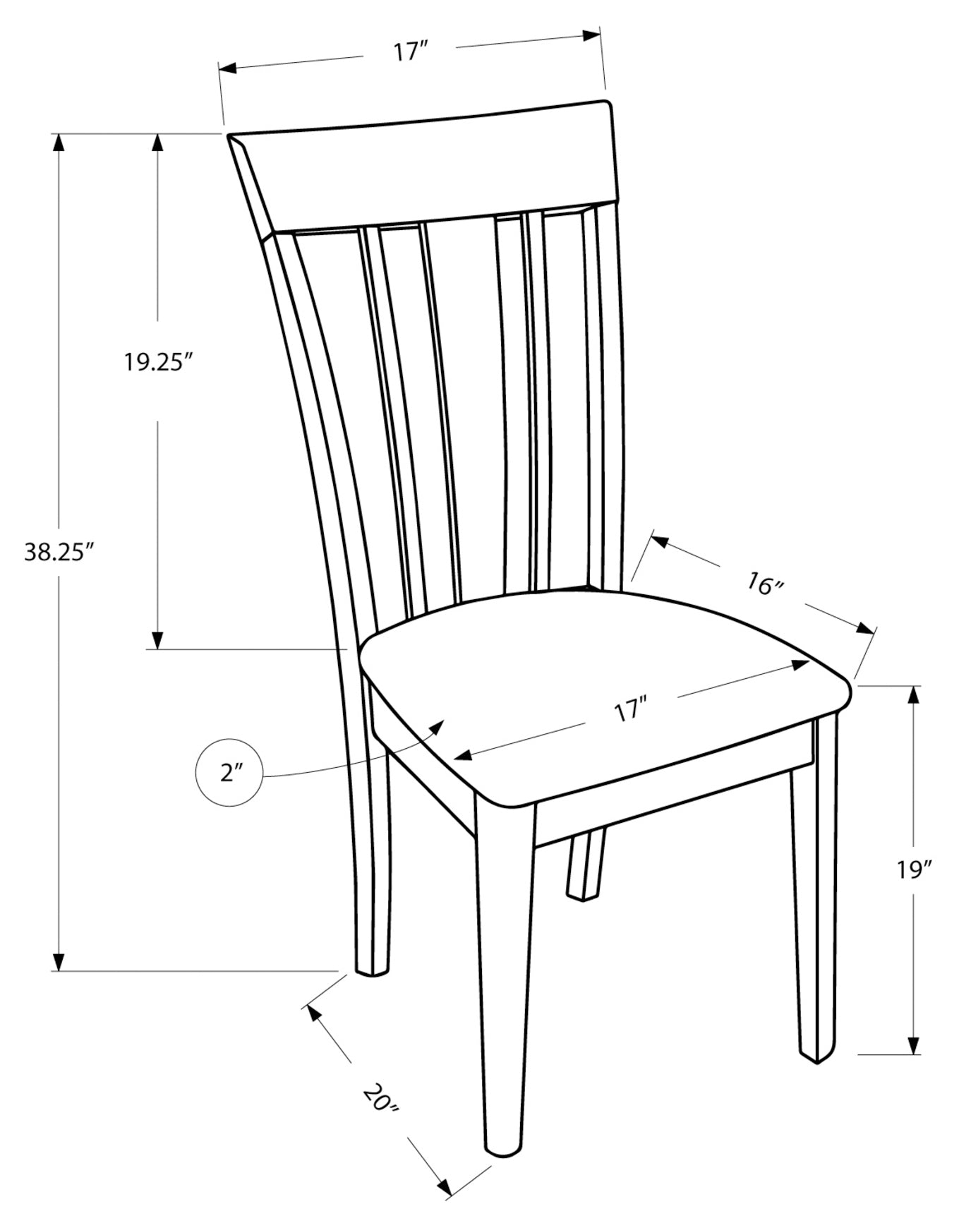 CHAISE DE SALLE À MANGER - 2PCS / 38"H / ESPRESSO AVEC MICROFIBRE 
