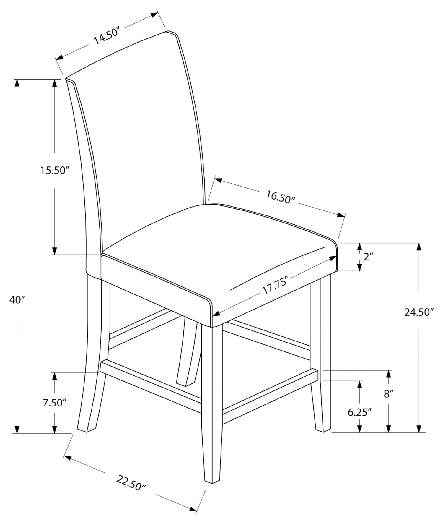 CHAISE DE SALLE À MANGER - 2PCS / HAUTEUR COMPTOIR SIMILICUIR IVOIRE