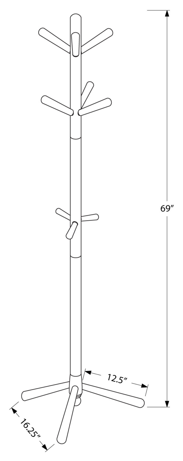 PORTE MANTEAU - 69"H / STYLE CONTEMPORAIN BOIS BLANC 