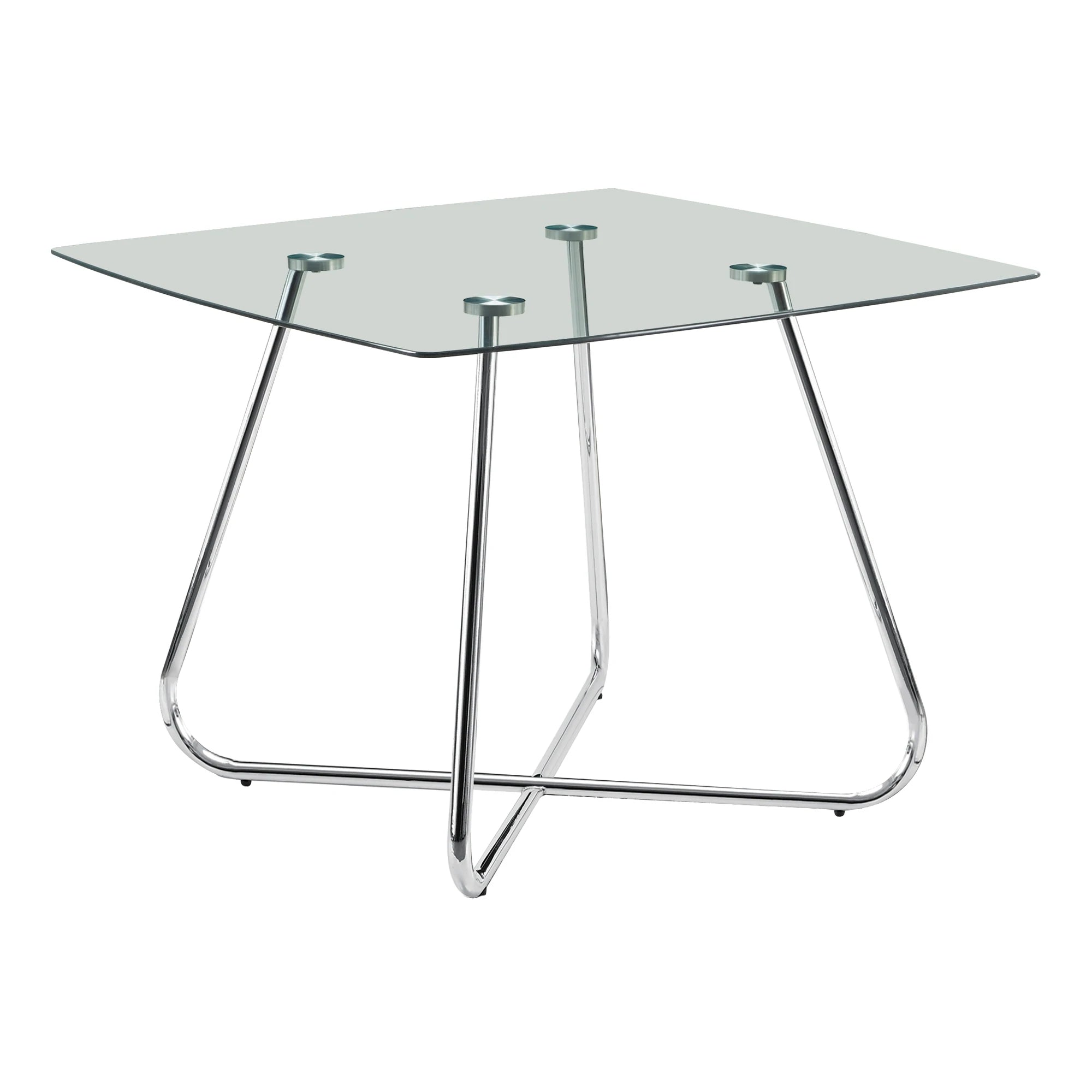 TABLE À MANGER - 40"DIA CHROME AVEC VERRE TREMPÉ 8MM 