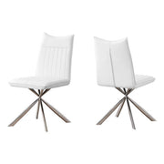 CHAISE DE SALLE A MANGER - 2PCS / 36"H / SIMILI-CUIR BLANC / CHROME 