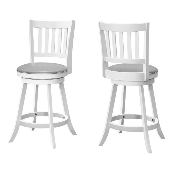 TABOURET DE BAR - 2PCS / 39"H / BLANC / HAUTEUR COMPTOIR PIVOTANT