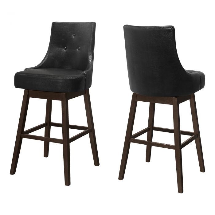 TABOURET DE BAR - 2PCS / 46"H / SIMILI-CUIR NOIR / PIVOTANT