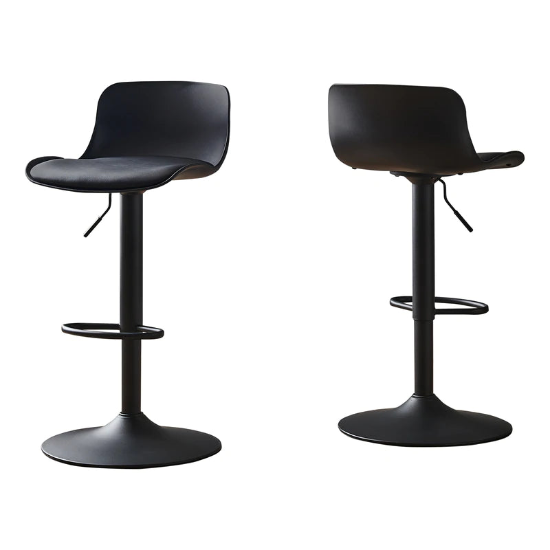 TABOURET DE BAR - 2PCS / NOIR / ÉLÉVATEUR HYDRAULIQUE EN MÉTAL NOIR