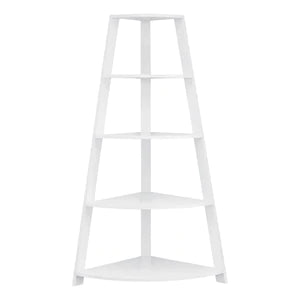 BIBLIOTHÈQUE - 60"H / ÉTAGERE D'ACCENT EN COIN BLANC