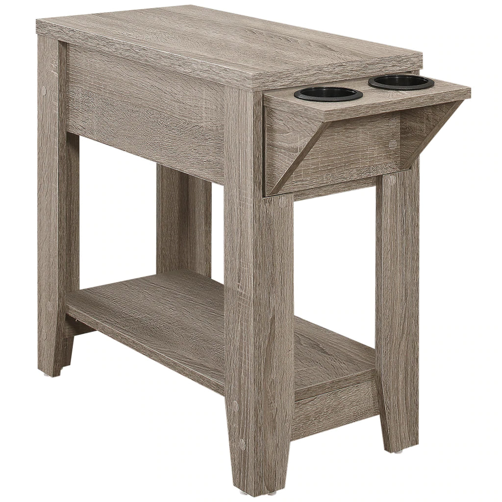 TABLE D'APPOINT - 23"H / TAUPE FONCE AVEC PORTE VERRE 