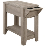 TABLE D'APPOINT - 23"H / TAUPE FONCE AVEC PORTE VERRE 